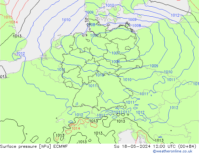地面气压 ECMWF 星期六 18.05.2024 12 UTC