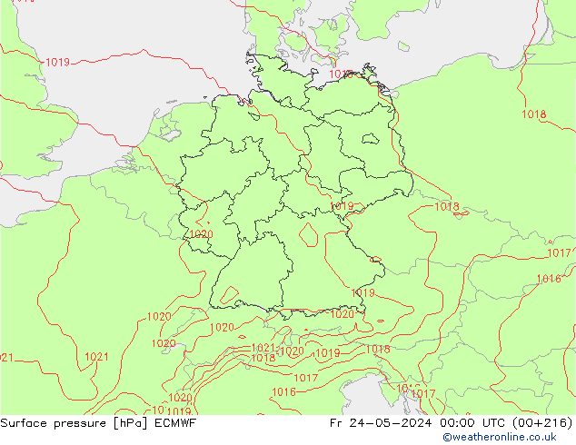 Luchtdruk (Grond) ECMWF vr 24.05.2024 00 UTC