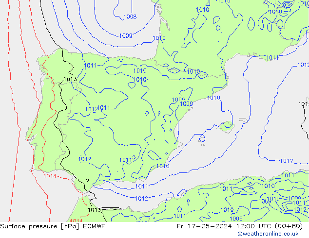 Luchtdruk (Grond) ECMWF vr 17.05.2024 12 UTC