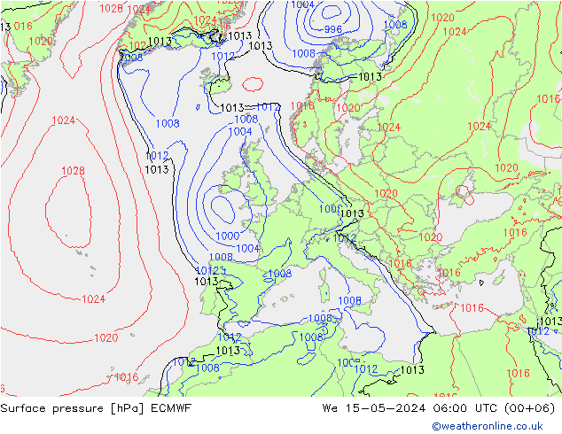 Surface pressure ECMWF We 15.05.2024 06 UTC