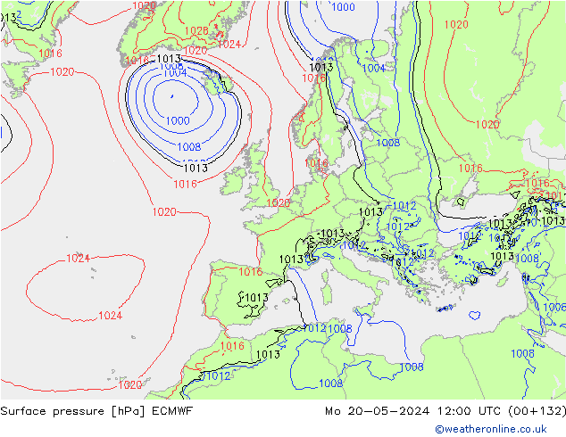 ciśnienie ECMWF pon. 20.05.2024 12 UTC