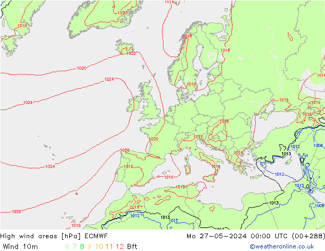 High wind areas ECMWF  27.05.2024 00 UTC