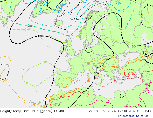 Height/Temp. 850 hPa ECMWF  18.05.2024 12 UTC