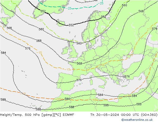 Height/Temp. 500 hPa ECMWF  30.05.2024 00 UTC