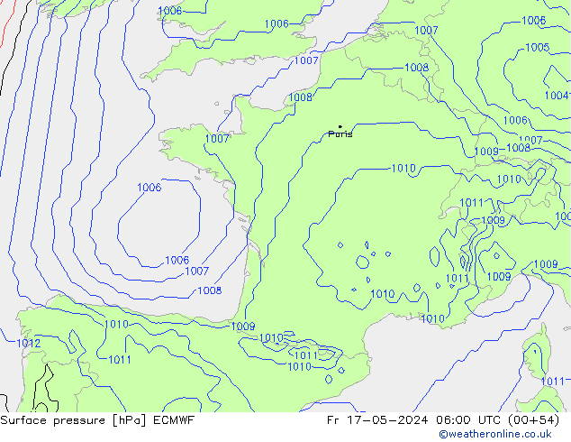 ciśnienie ECMWF pt. 17.05.2024 06 UTC