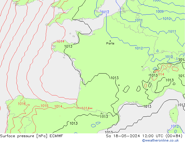 Surface pressure ECMWF Sa 18.05.2024 12 UTC