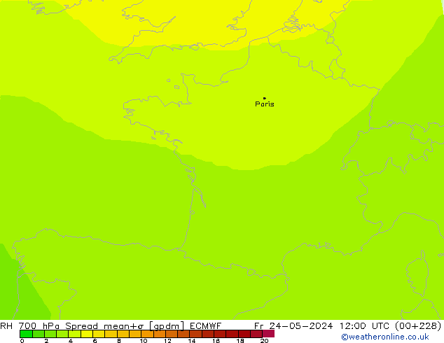 RH 700 hPa Spread ECMWF Fr 24.05.2024 12 UTC