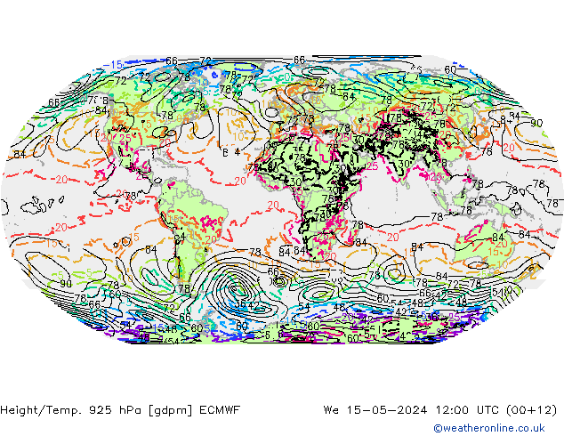 Yükseklik/Sıc. 925 hPa ECMWF Çar 15.05.2024 12 UTC