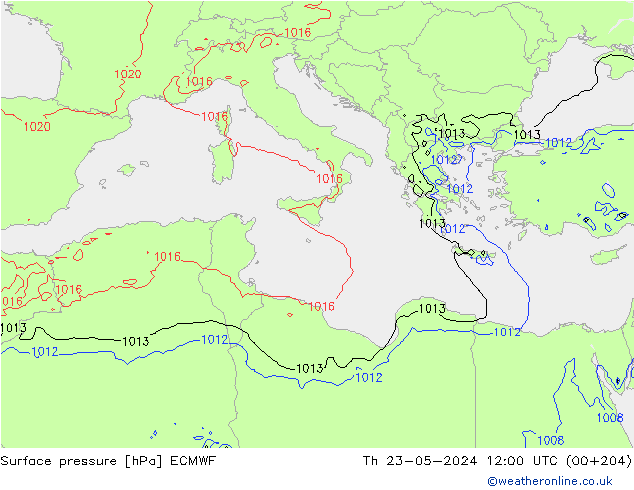 приземное давление ECMWF чт 23.05.2024 12 UTC