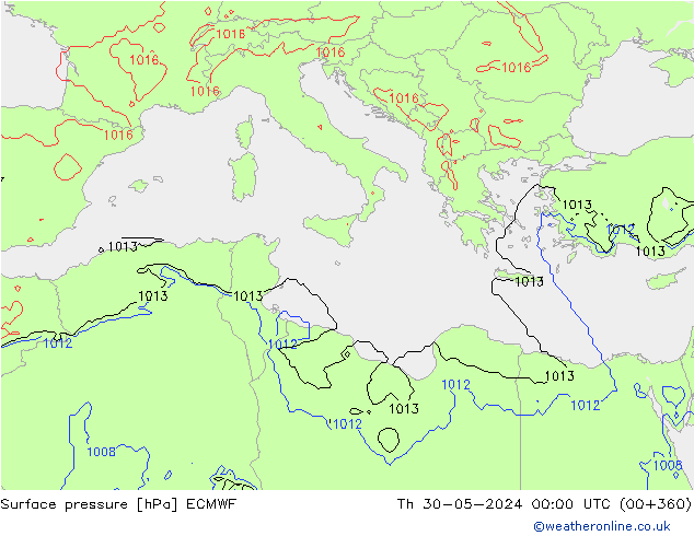 Surface pressure ECMWF Th 30.05.2024 00 UTC