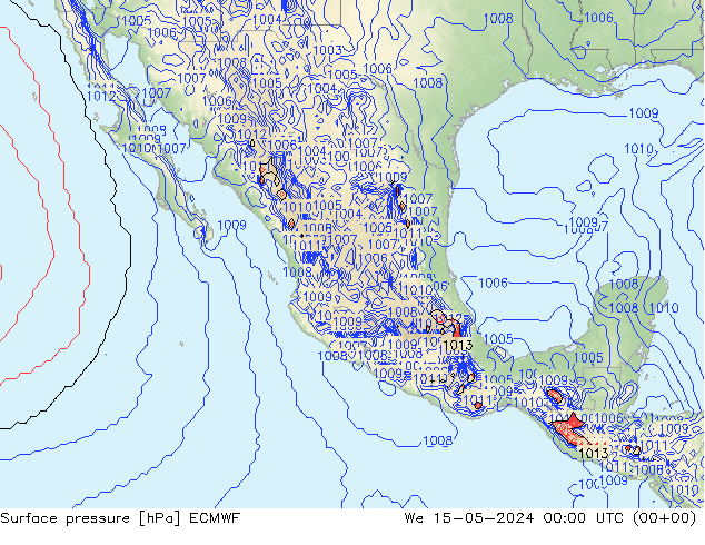 Presión superficial ECMWF mié 15.05.2024 00 UTC