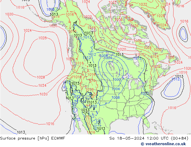 Bodendruck ECMWF Sa 18.05.2024 12 UTC