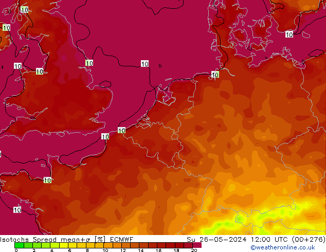 Isotachs Spread ECMWF Dom 26.05.2024 12 UTC