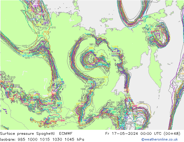 Surface pressure Spaghetti ECMWF Fr 17.05.2024 00 UTC