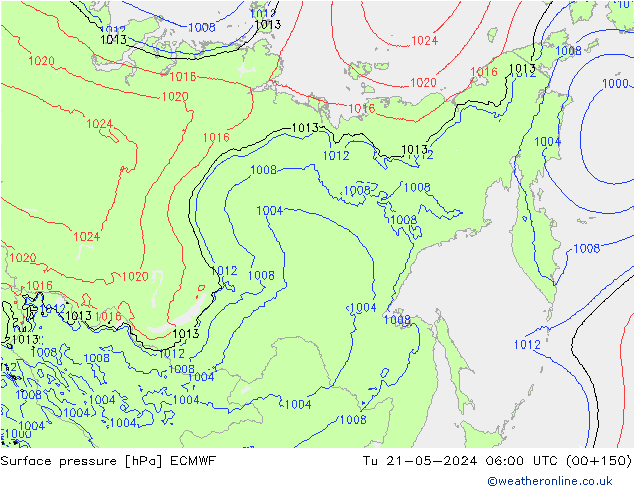 Presión superficial ECMWF mar 21.05.2024 06 UTC