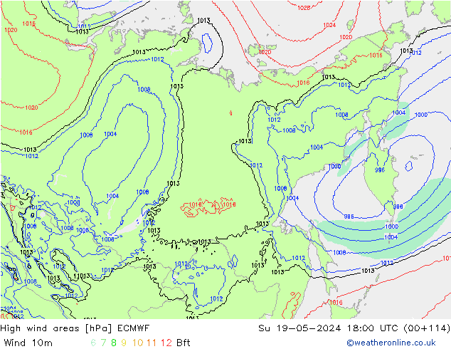 High wind areas ECMWF dom 19.05.2024 18 UTC