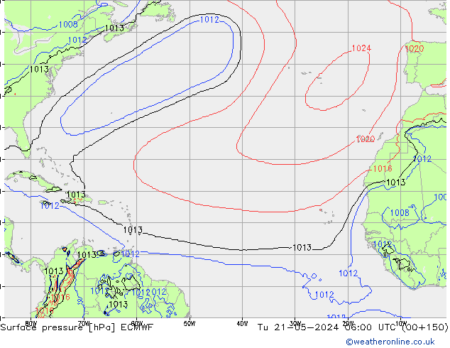 приземное давление ECMWF вт 21.05.2024 06 UTC