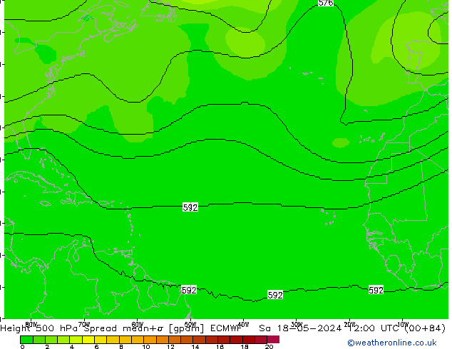 Height 500 hPa Spread ECMWF So 18.05.2024 12 UTC