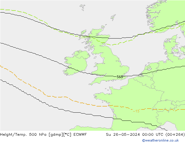 Height/Temp. 500 hPa ECMWF dom 26.05.2024 00 UTC