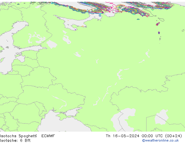 Isotachs Spaghetti ECMWF Čt 16.05.2024 00 UTC