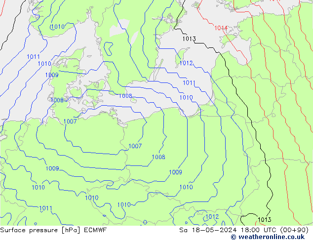 Surface pressure ECMWF Sa 18.05.2024 18 UTC