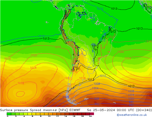 pression de l'air Spread ECMWF sam 25.05.2024 00 UTC