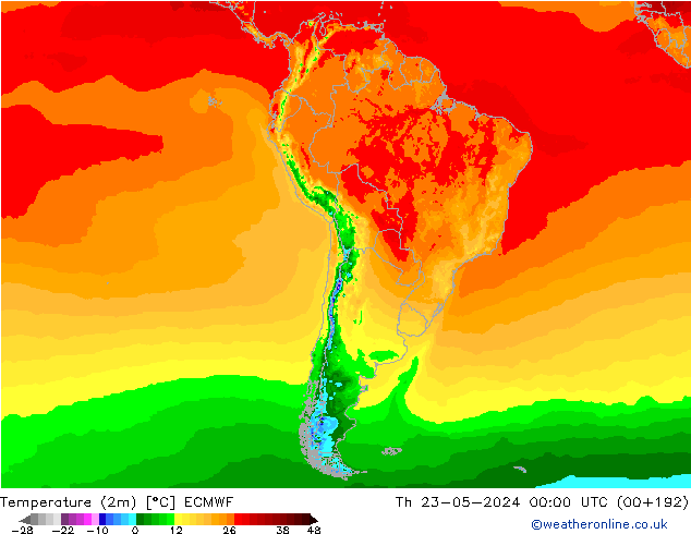 Temperature (2m) ECMWF Th 23.05.2024 00 UTC