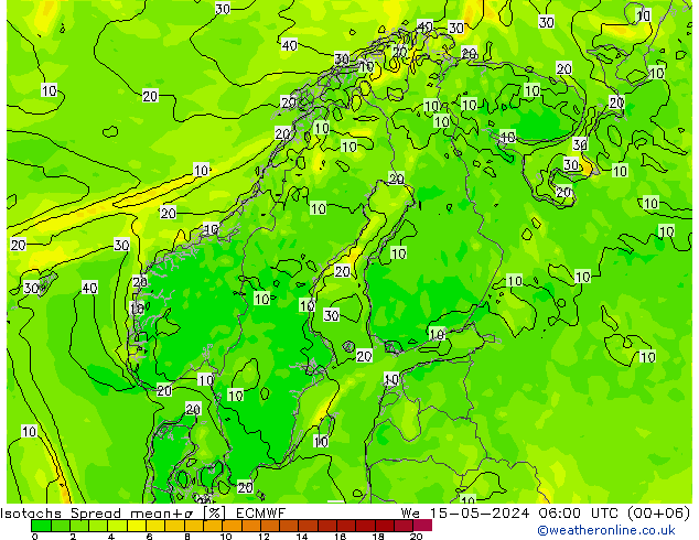 Isotachs Spread ECMWF Qua 15.05.2024 06 UTC