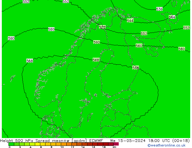 Height 500 hPa Spread ECMWF We 15.05.2024 18 UTC