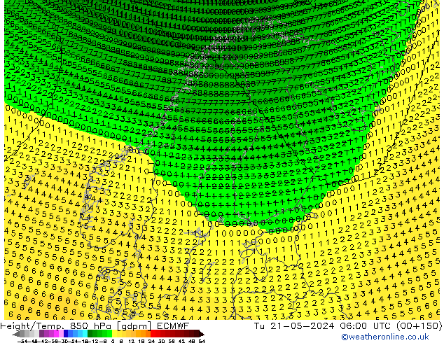 Height/Temp. 850 hPa ECMWF Tu 21.05.2024 06 UTC