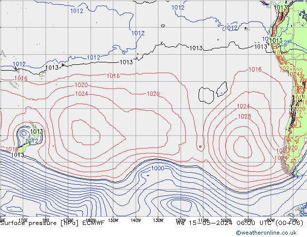 Luchtdruk (Grond) ECMWF wo 15.05.2024 06 UTC