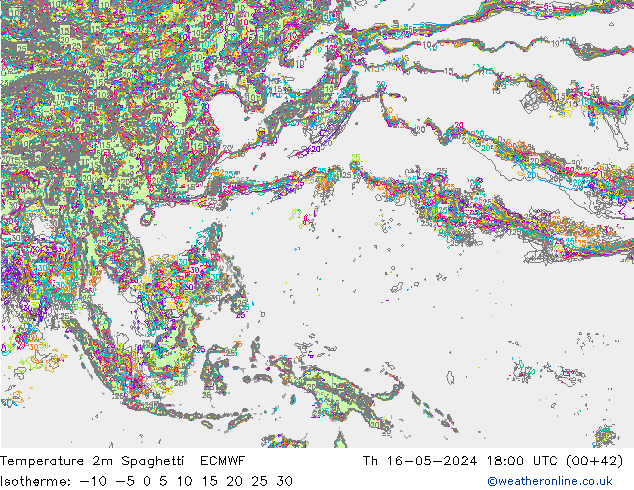 Temperatuurkaart Spaghetti ECMWF do 16.05.2024 18 UTC