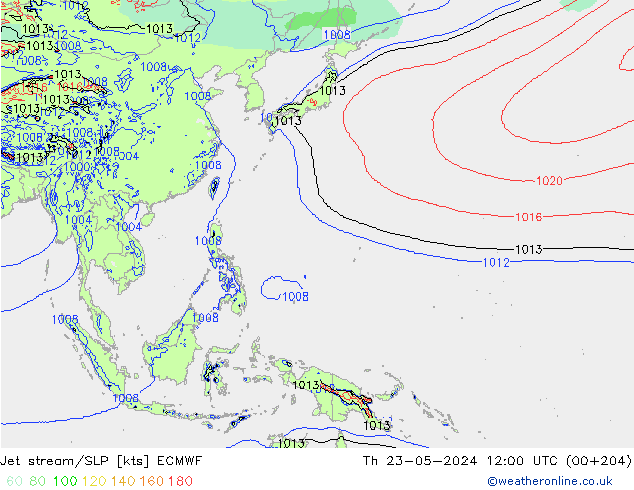 Jet Akımları/SLP ECMWF Per 23.05.2024 12 UTC