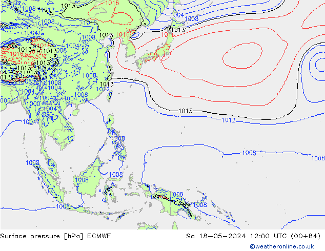 pressão do solo ECMWF Sáb 18.05.2024 12 UTC