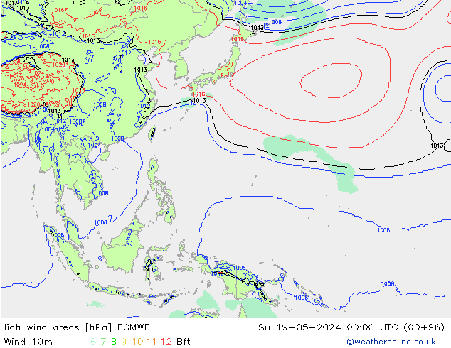 High wind areas ECMWF  19.05.2024 00 UTC