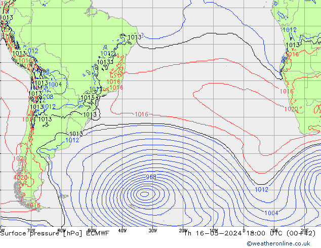 Surface pressure ECMWF Th 16.05.2024 18 UTC