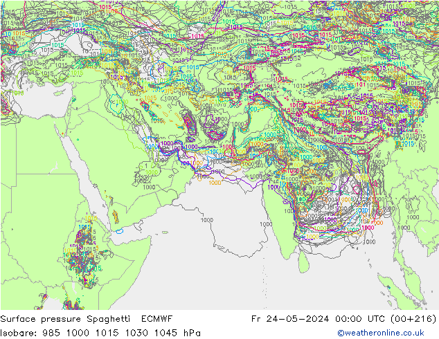 Surface pressure Spaghetti ECMWF Fr 24.05.2024 00 UTC