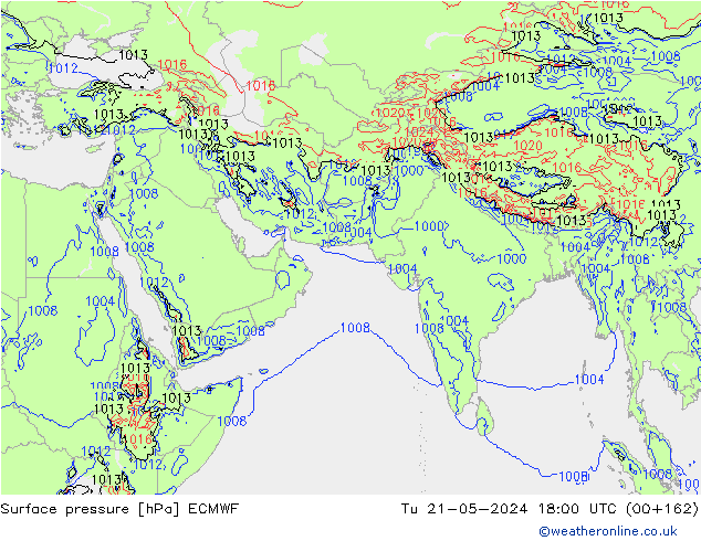 Presión superficial ECMWF mar 21.05.2024 18 UTC