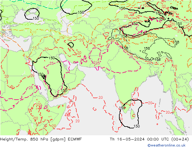 Height/Temp. 850 hPa ECMWF 星期四 16.05.2024 00 UTC
