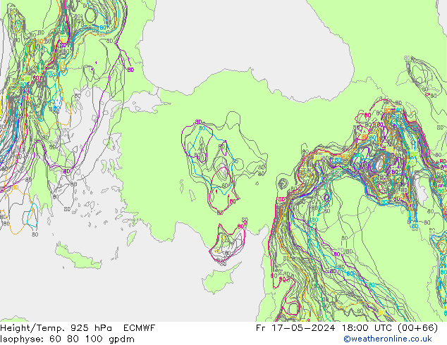 Géop./Temp. 925 hPa ECMWF ven 17.05.2024 18 UTC