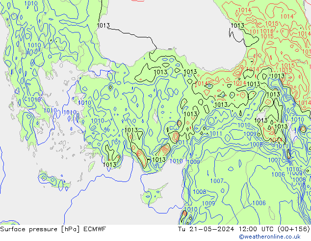 Bodendruck ECMWF Di 21.05.2024 12 UTC
