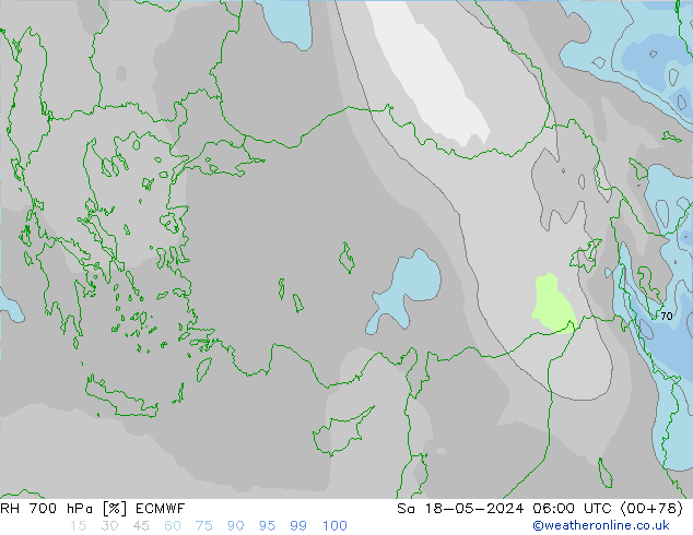 RH 700 hPa ECMWF So 18.05.2024 06 UTC