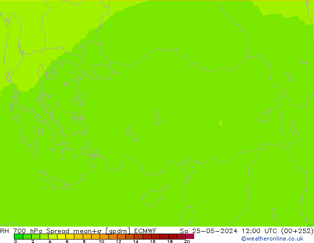RH 700 hPa Spread ECMWF Sa 25.05.2024 12 UTC
