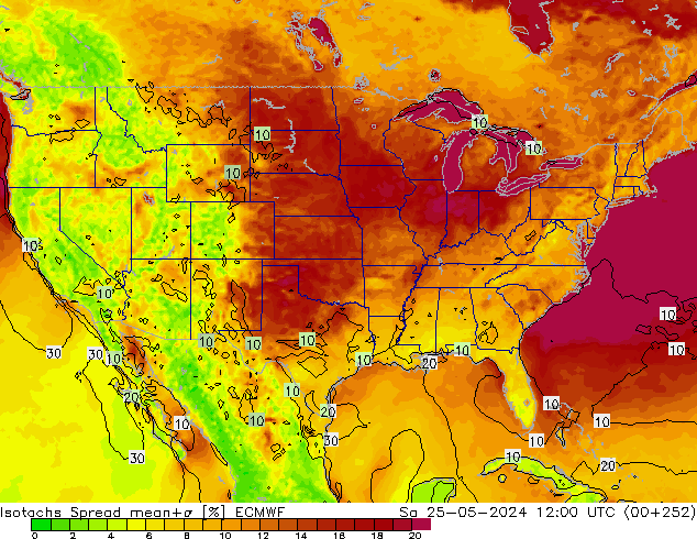 Isotachs Spread ECMWF sam 25.05.2024 12 UTC