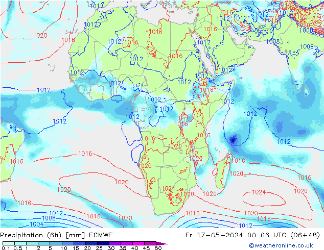 Precipitação (6h) ECMWF Sex 17.05.2024 06 UTC