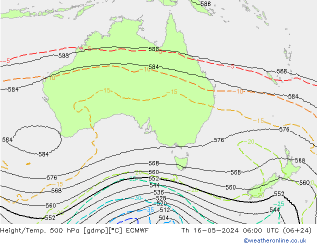 Height/Temp. 500 hPa ECMWF Th 16.05.2024 06 UTC