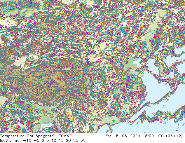 温度图 Spaghetti ECMWF 星期三 15.05.2024 18 UTC