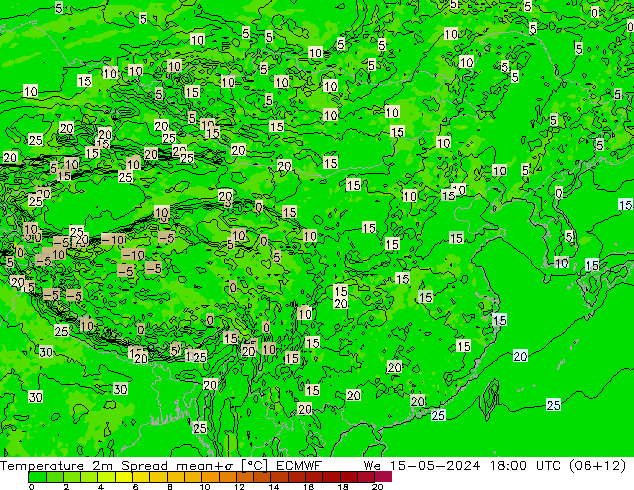 温度图 Spread ECMWF 星期三 15.05.2024 18 UTC