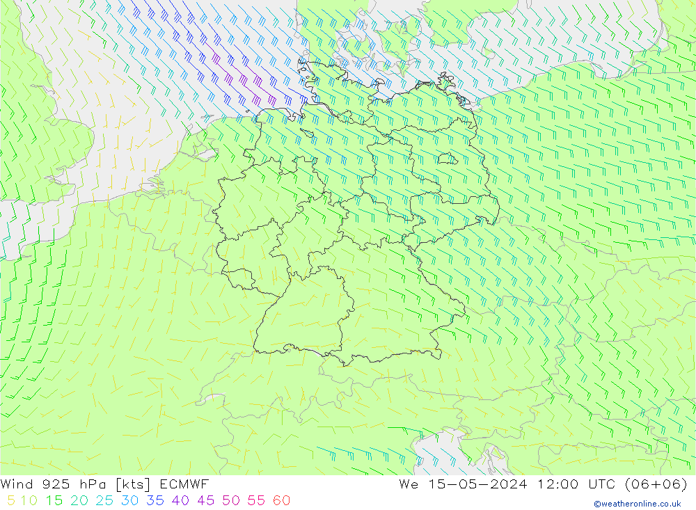 风 925 hPa ECMWF 星期三 15.05.2024 12 UTC