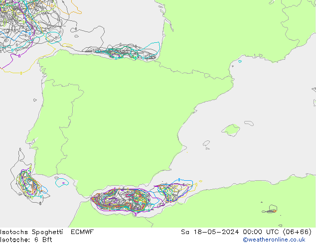 Eşrüzgar Hızları Spaghetti ECMWF Cts 18.05.2024 00 UTC